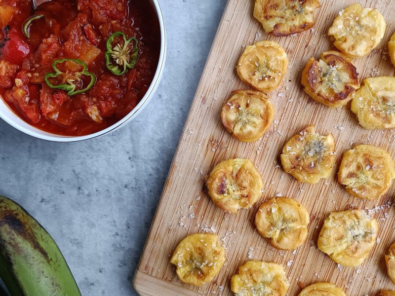 Patacones and Matbucha